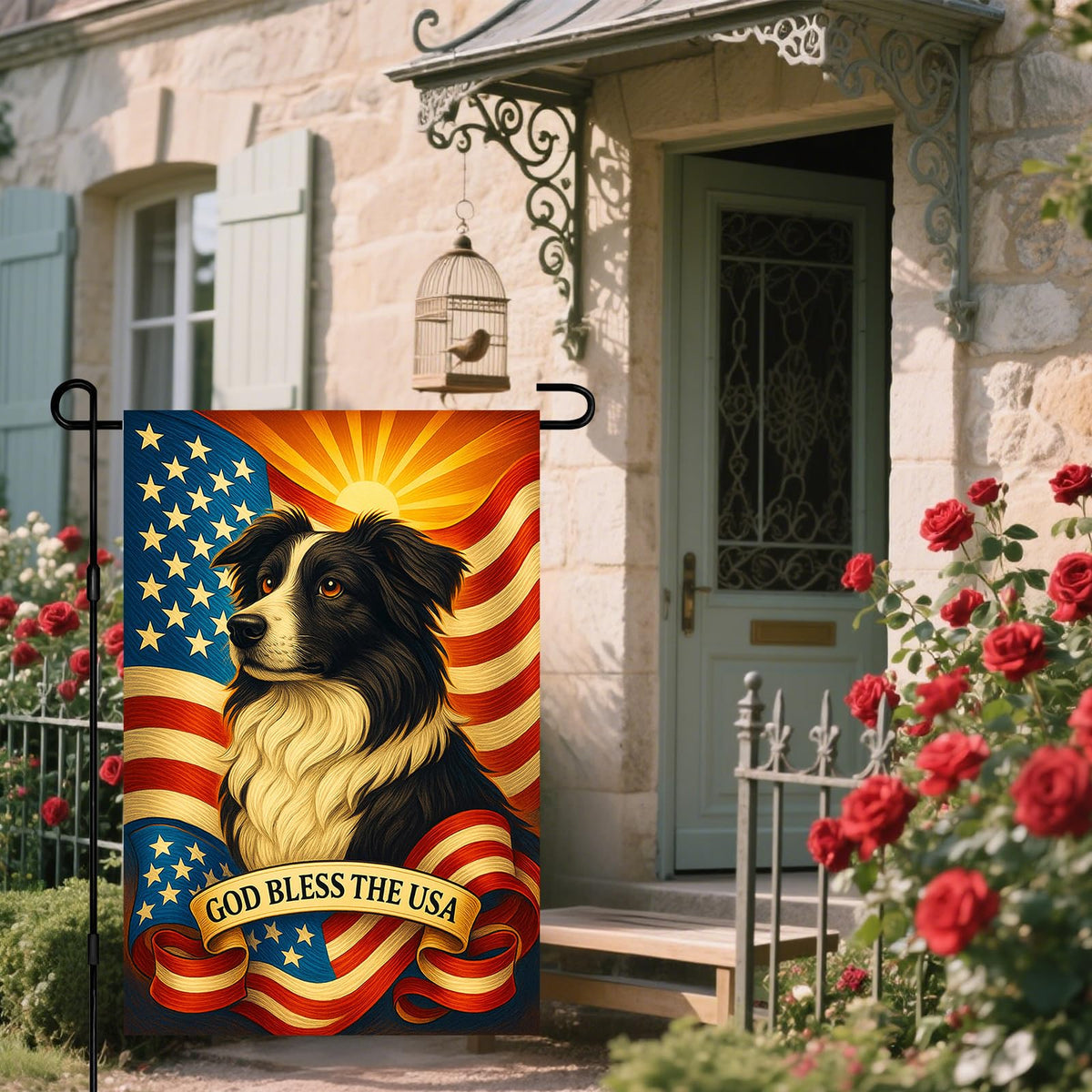 IVN outdoor welcome flag for porches, gardens, and fences.