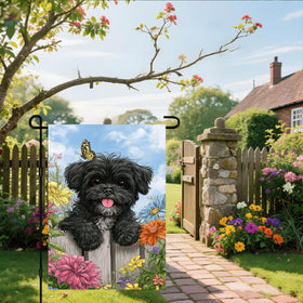 IVN Welcome Dog Garden Flag back view showing mirrored design for visibility from all angles