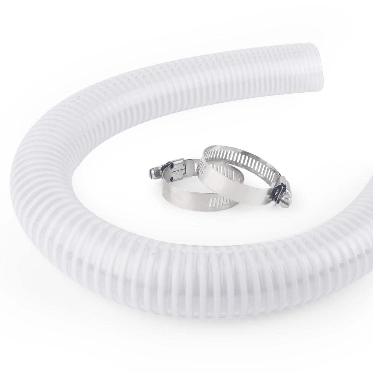 IWIWE 1.5-inch pool hose connection, clear PVC for easy flow monitoring.