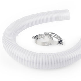 IWIWE 1.5-inch pool hose connection, clear PVC for easy flow monitoring.