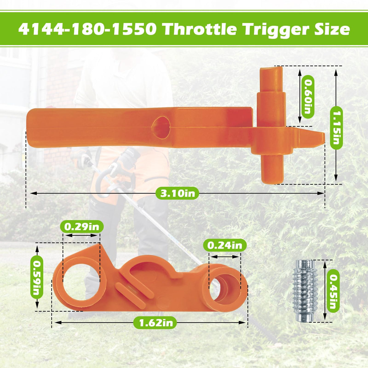 Close-up of IWIWE 4144-180-1550 throttle trigger lever showing durable material and precise fit.