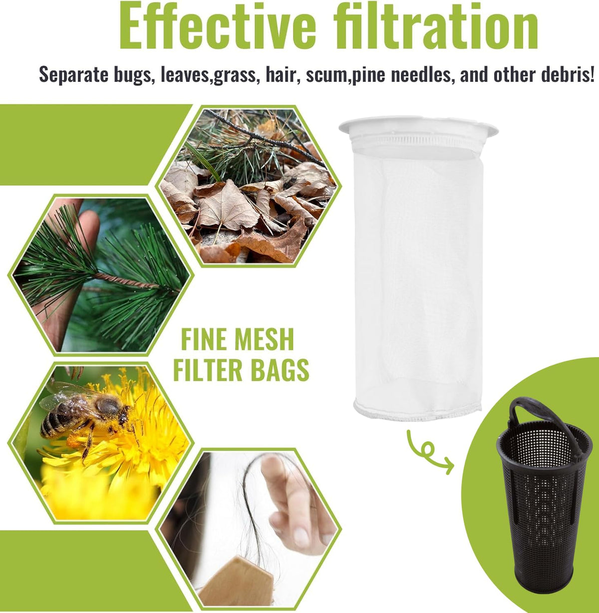 IWIWE nylon-PP construction emphasizes durability and reusable pool filtration components.