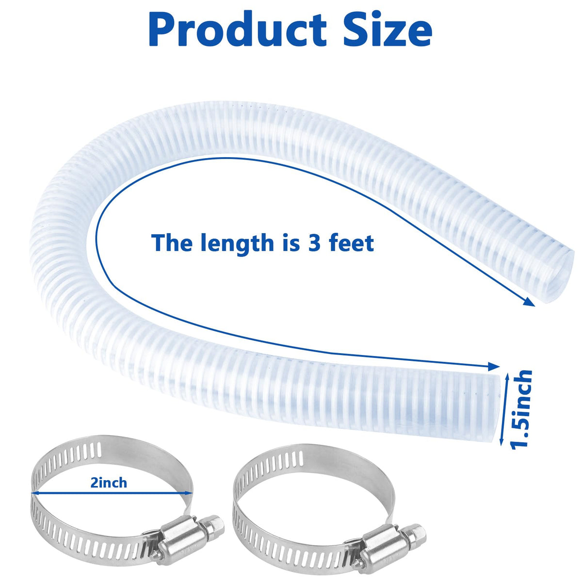 IWIWE hose with clamps ensures secure, leak-free pool pump connections.