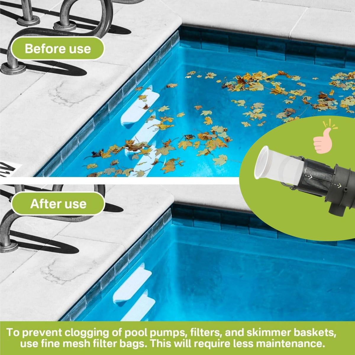 IWIWE tool-free installation enables quick setup over the skimmer basket.