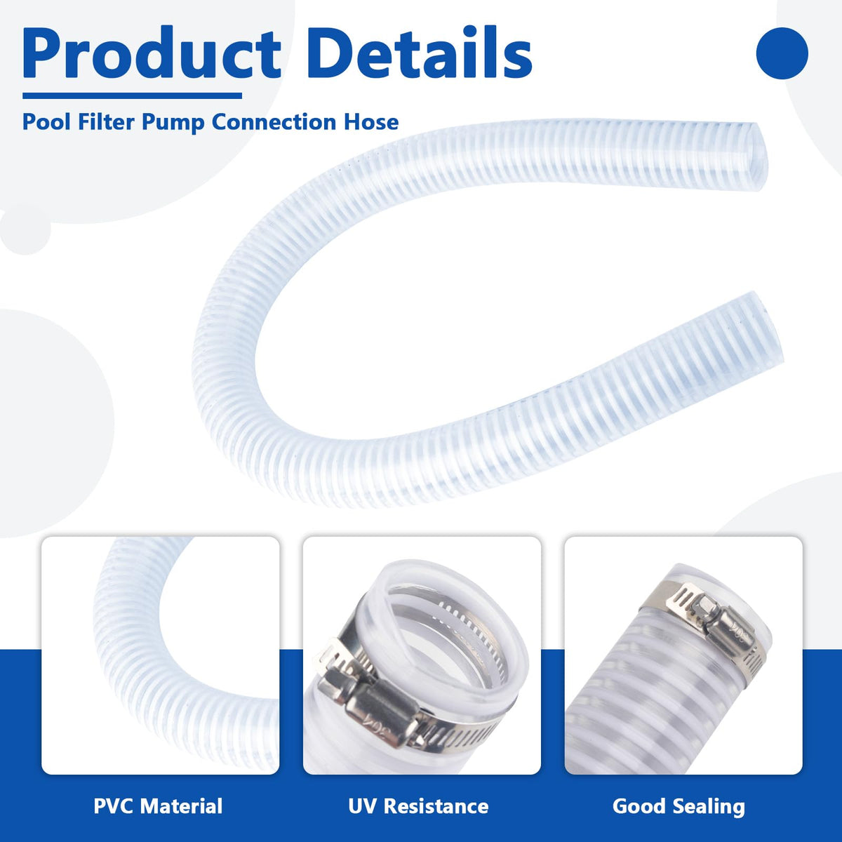 IWIWE transparent PVC hose ideal for outdoor pool use and flow visibility.