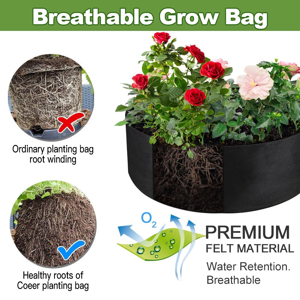 IWNTWY grow bag filled with soil and herbs for harvest.