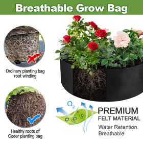 IWNTWY grow bag filled with soil and herbs for harvest.