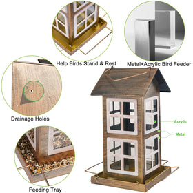 IWNTWY bird feeder bronze finish emphasizes weatherproof metal construction