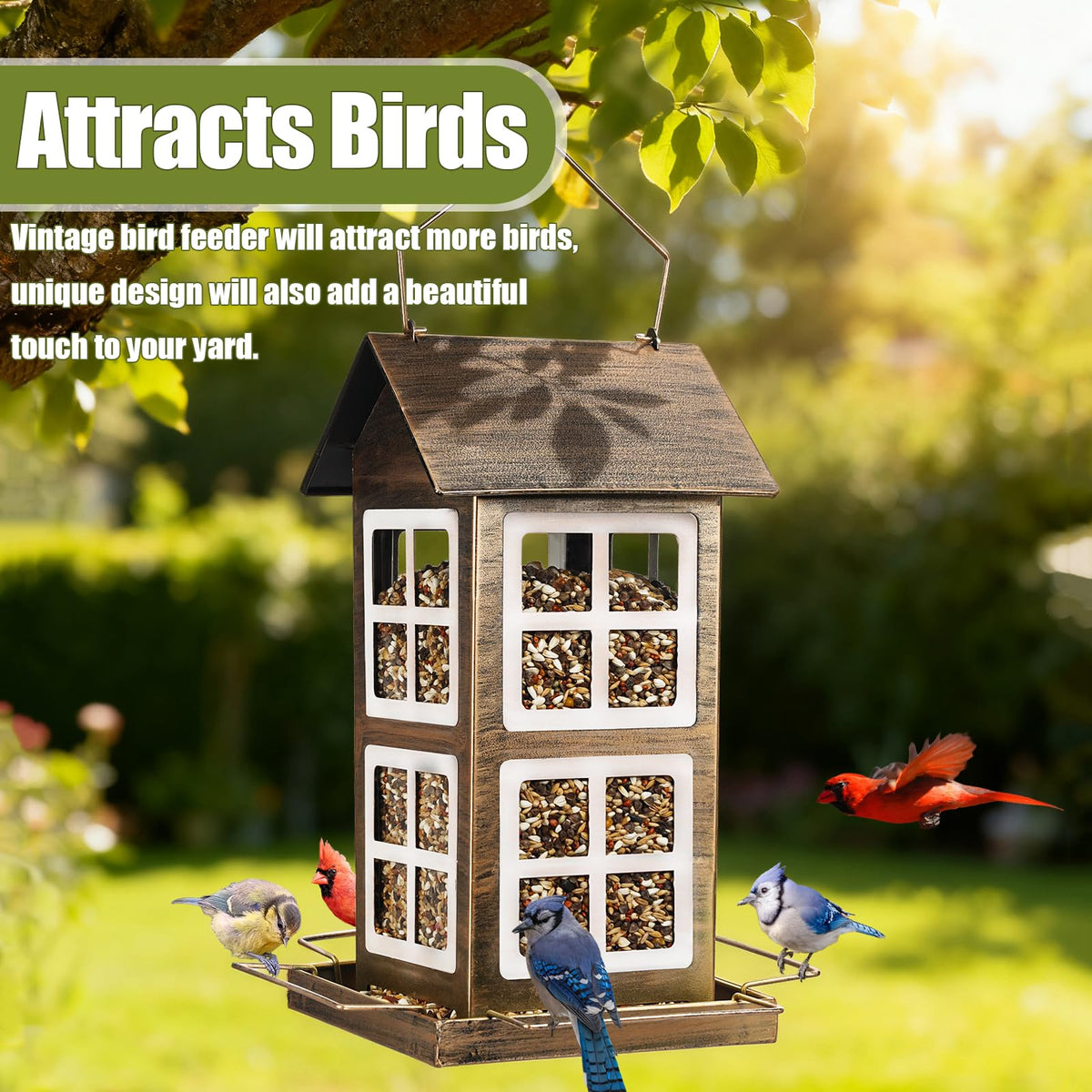 IWNTWY bird feeder easy-fill opening enables quick refills and simple cleaning