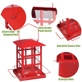 IWNTWY bird feeder four-ports top view emphasizes easy simultaneous feeding