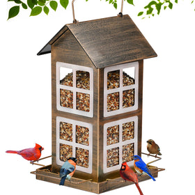 IWNTWY bird feeder front view highlights vintage country house design for yard decoration and feeding