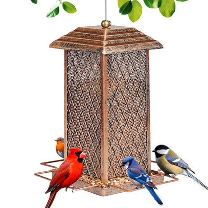 IWNTWY lantern-design bird feeder enhances outdoor decor while attracting birds.