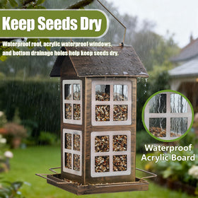 IWNTWY bird feeder large capacity tray reduces refills during season
