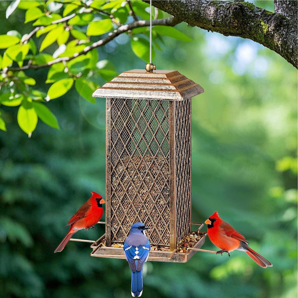 IWNTWY outdoor-hanging feeder promotes easy positioning in the yard or garden.