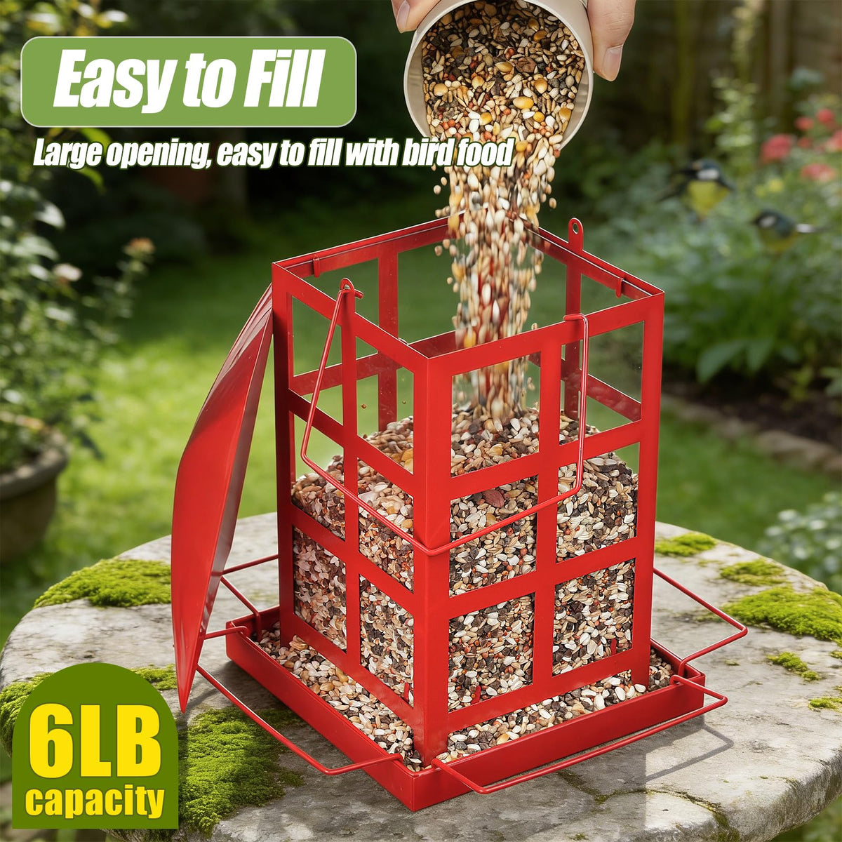 IWNTWY bird feeder rainproof acrylic window keeps seeds protected