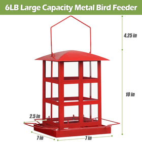 IWNTWY bird feeder red house side view showing durable metal construction