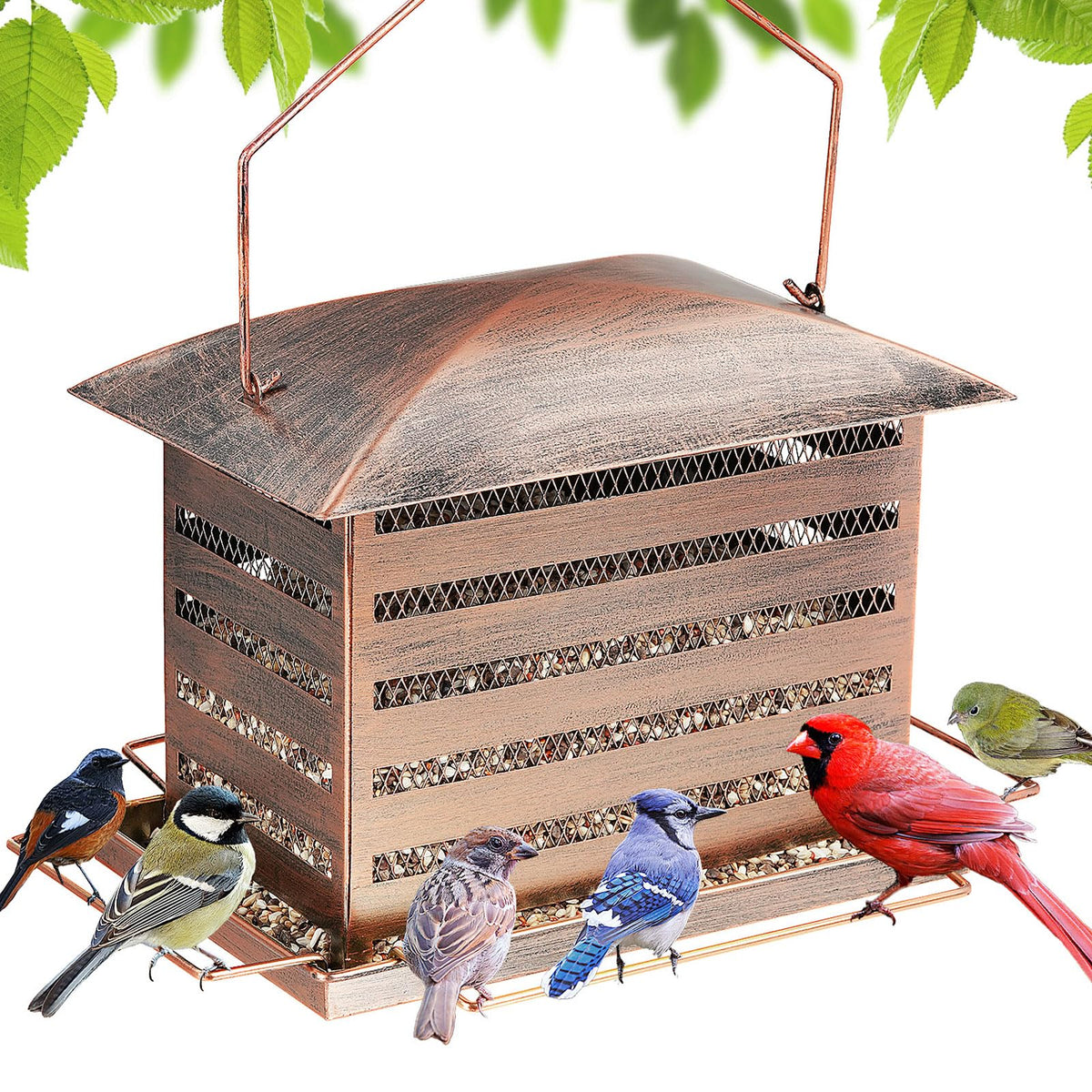 IWNTWY Bird Feeder striped aged finish attracts a variety of backyard birds