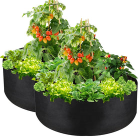 IWNTWY two-pack grow bag unfolded on patio for easy setup.
