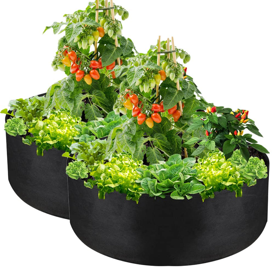 IWNTWY two-pack grow bag unfolded on patio for easy setup.