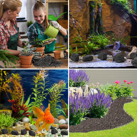 IwoodUS aquarium lava rocks—black stones for decorative water features.