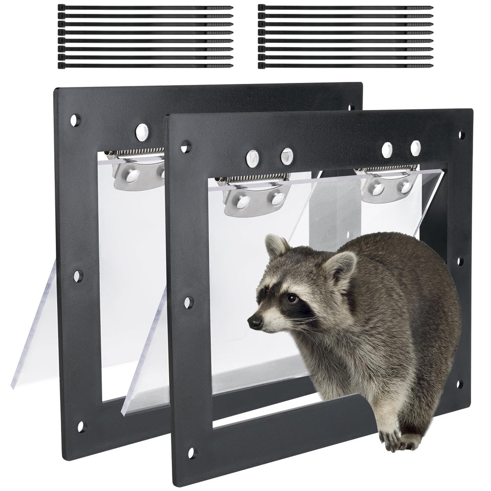 iwreaiy raccoon door 2pcs pack - easy setup for humane eviction of wildlife.