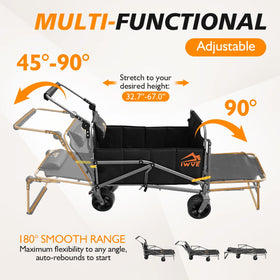 IWVE 3-in-1 reclining wagon demonstrates seating option for outdoor comfort.