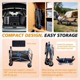 IWVE all-terrain wagon features silent wheels on sand and grass.