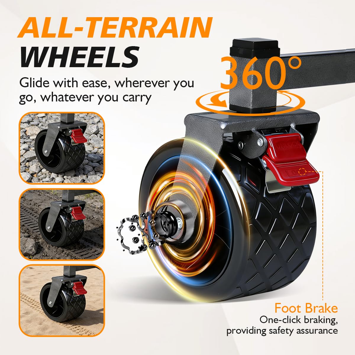 IWVE heavy-duty wagon shown in garden setting with loads.