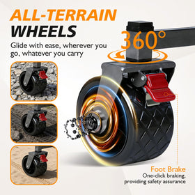 IWVE heavy-duty wagon shown in garden setting with loads.