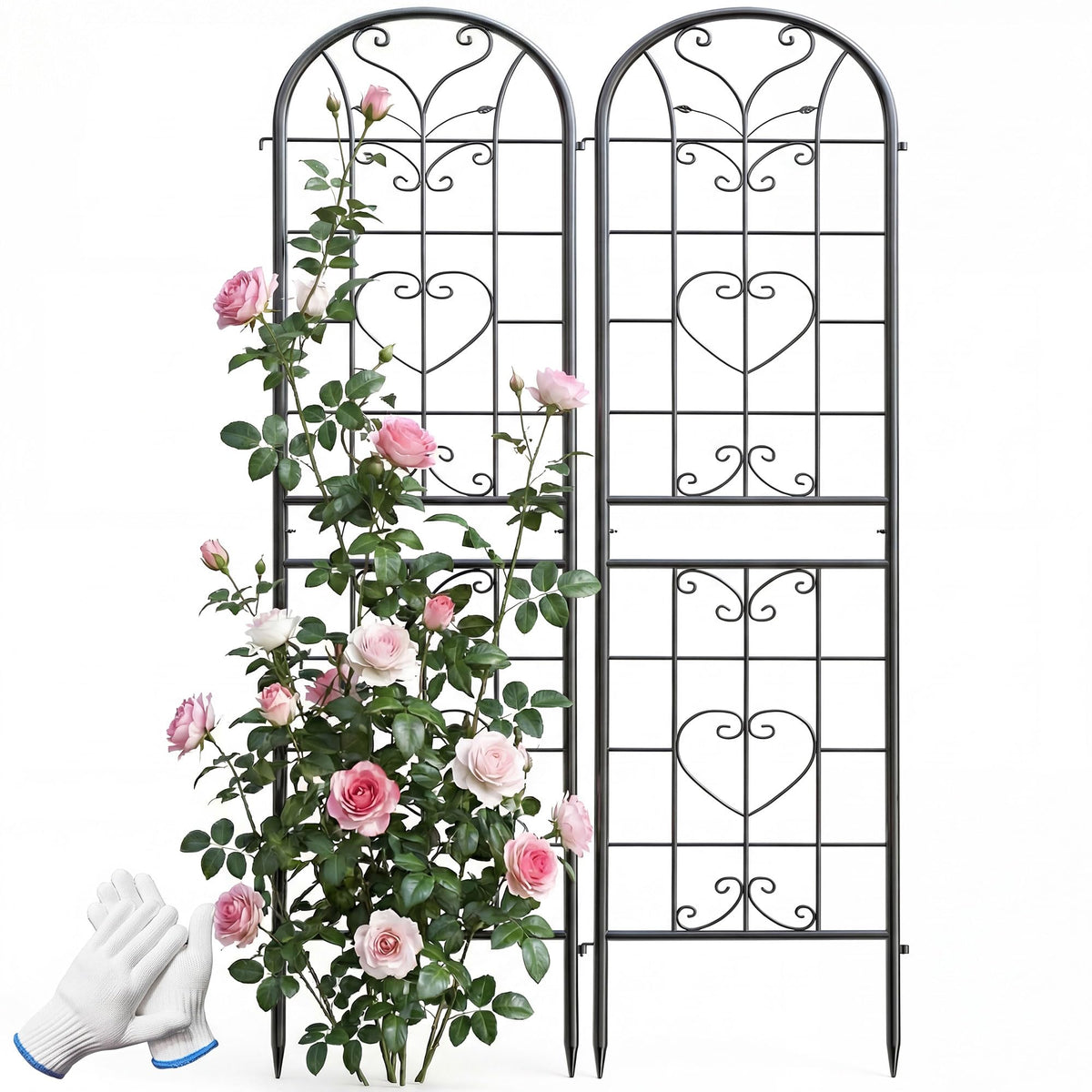 IYINIYI 87x20 inch black metal trellis overview for garden planning