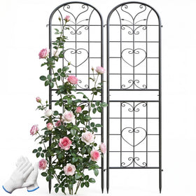 IYINIYI 87x20 inch black metal trellis overview for garden planning