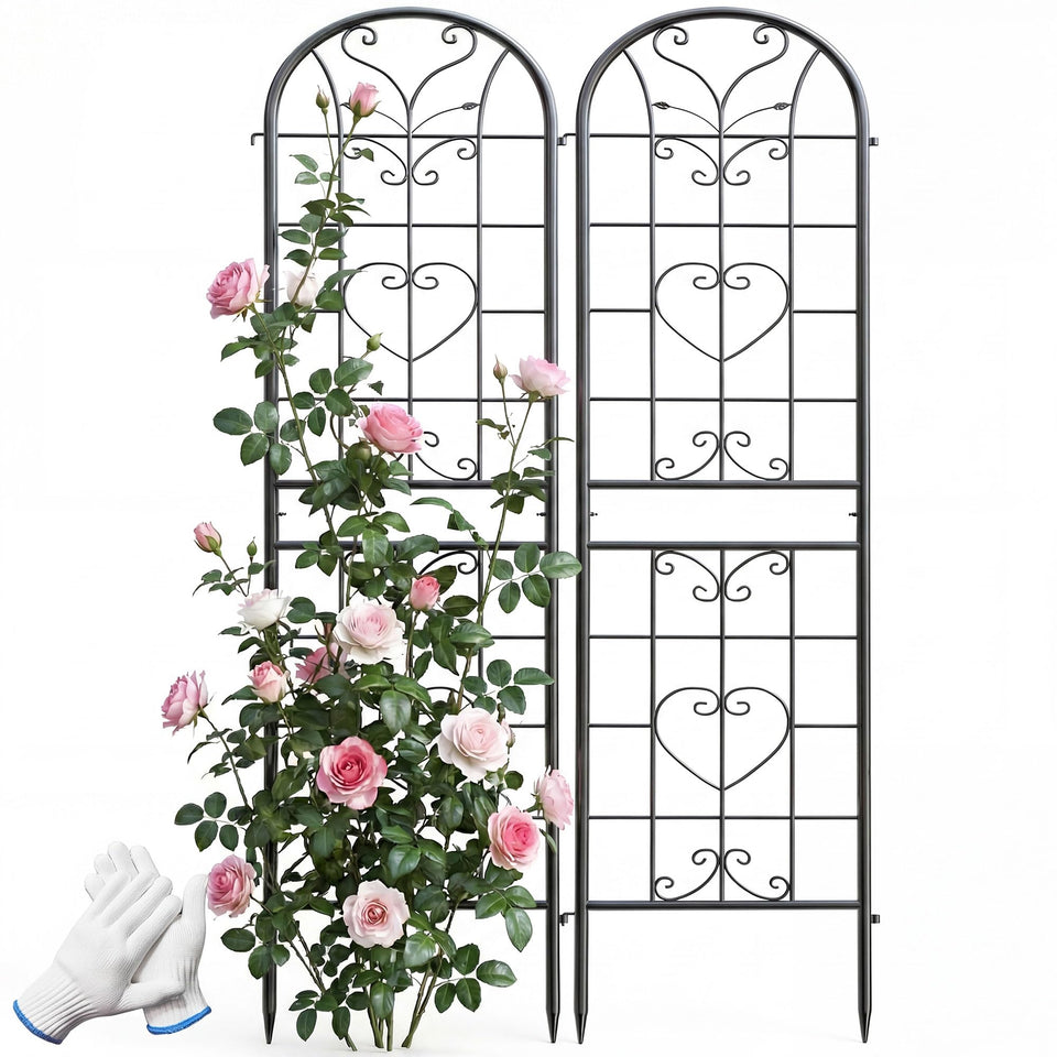 IYINIYI 87x20 inch black metal trellis overview for garden planning