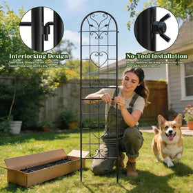 IYINIYI trellis with ground stakes provides stable anchoring for tall climbing plants.