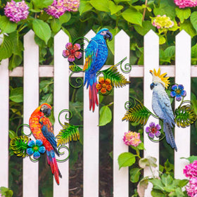 J-Fly hand-painted color detail on parrots adds dimensional texture.