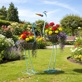 J-Fly Pelican metal plant stand head detail adds lifelike charm