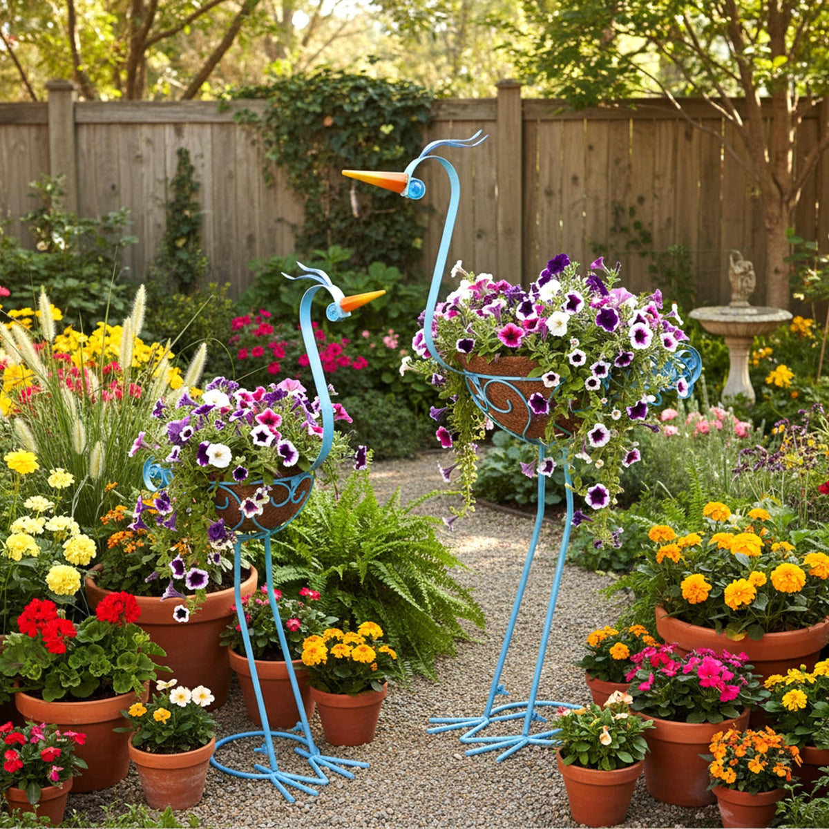 J-Fly Pelican stand wings detail enhances graceful garden display