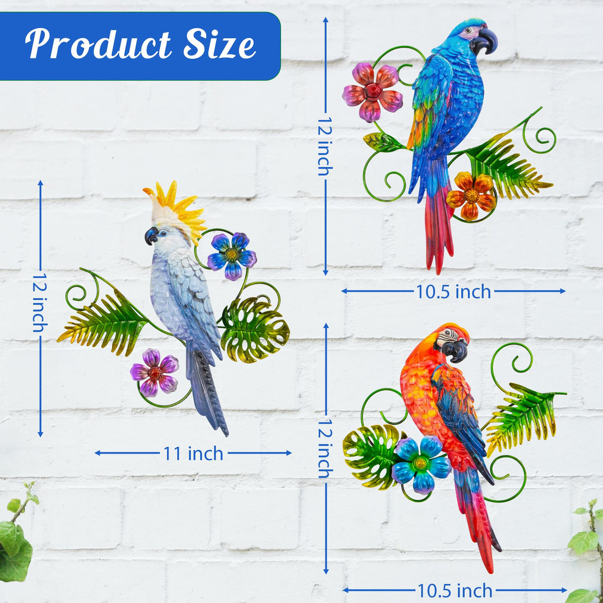J-Fly parrot wall decor back-hook allows simple hanging.