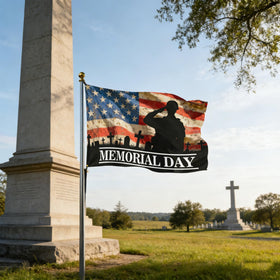 Jaailee ready-to-hang patriotic flag ships with pre-installed sleeve and grommets.