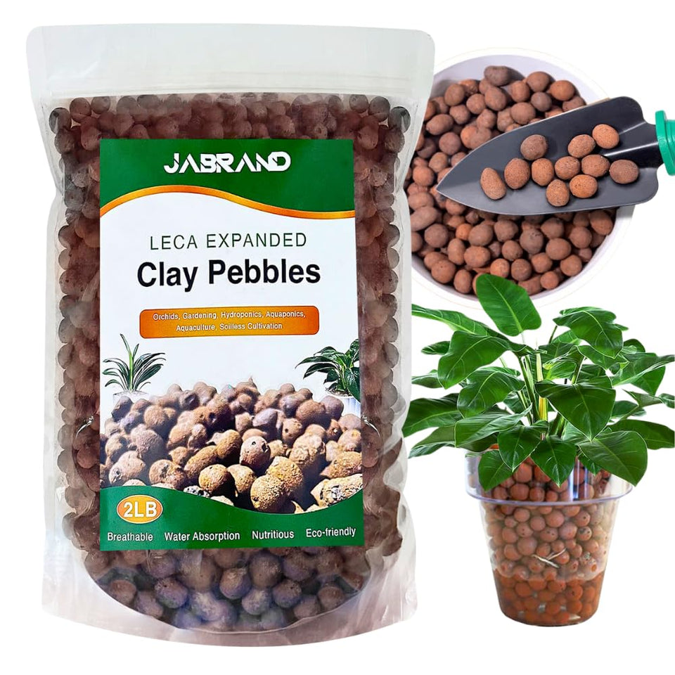 Jabrand LECA clay pebbles in a bag, clean natural substrate for soil-free gardening