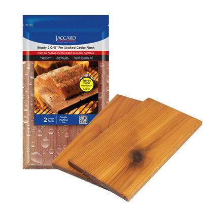 Jaccard Ready 2 Grill cedar planks packaged for mess-free prep.