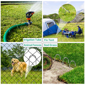 Jaciry weed barrier pins securing fabric to prevent shifting in garden beds.