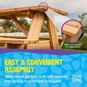 Jack and June cedar table rounded corners improve kid safety