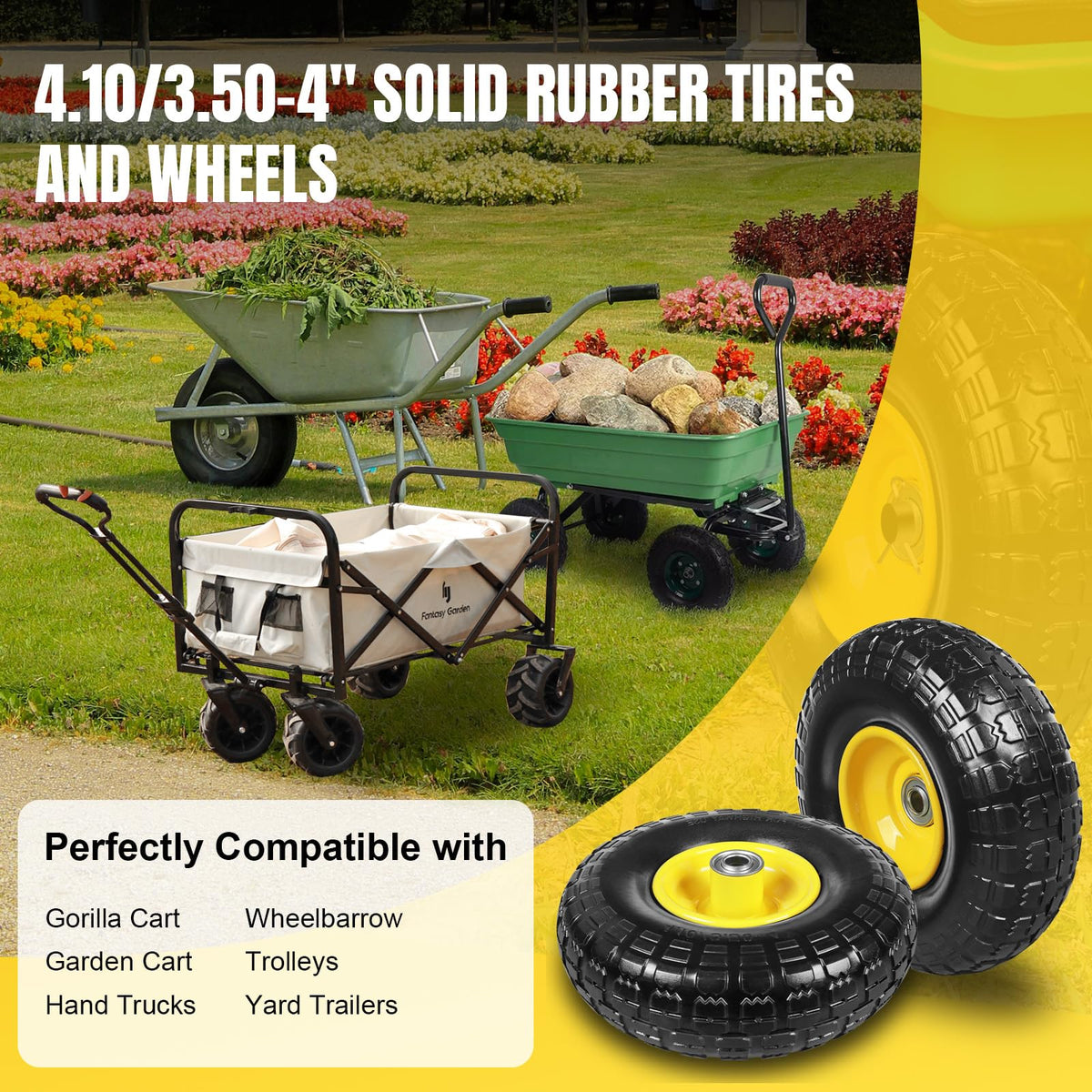 Jack Boss garden-cart wheel compatible with Gorilla Carts and wheelbarrows