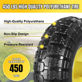 Jack Boss puncture-resistant solid rubber wheel ideal for lawn mower use