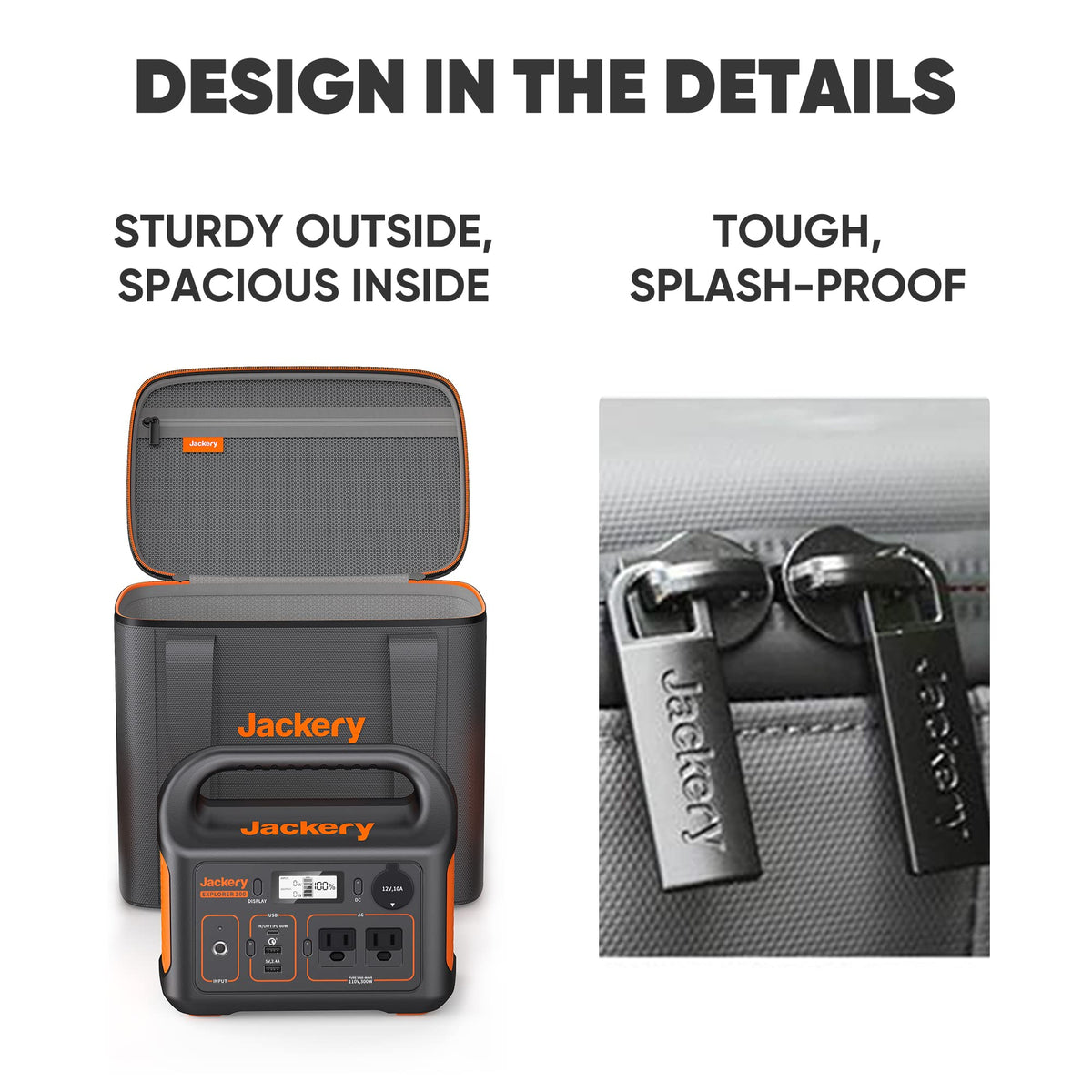 Jackery carrying case with durable EVA material offering rugged protection.