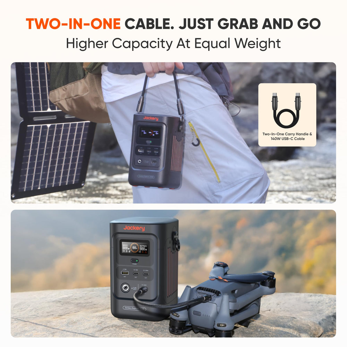Jackery Explorer 240D AC-DC dual input charges 0–80% in about one hour