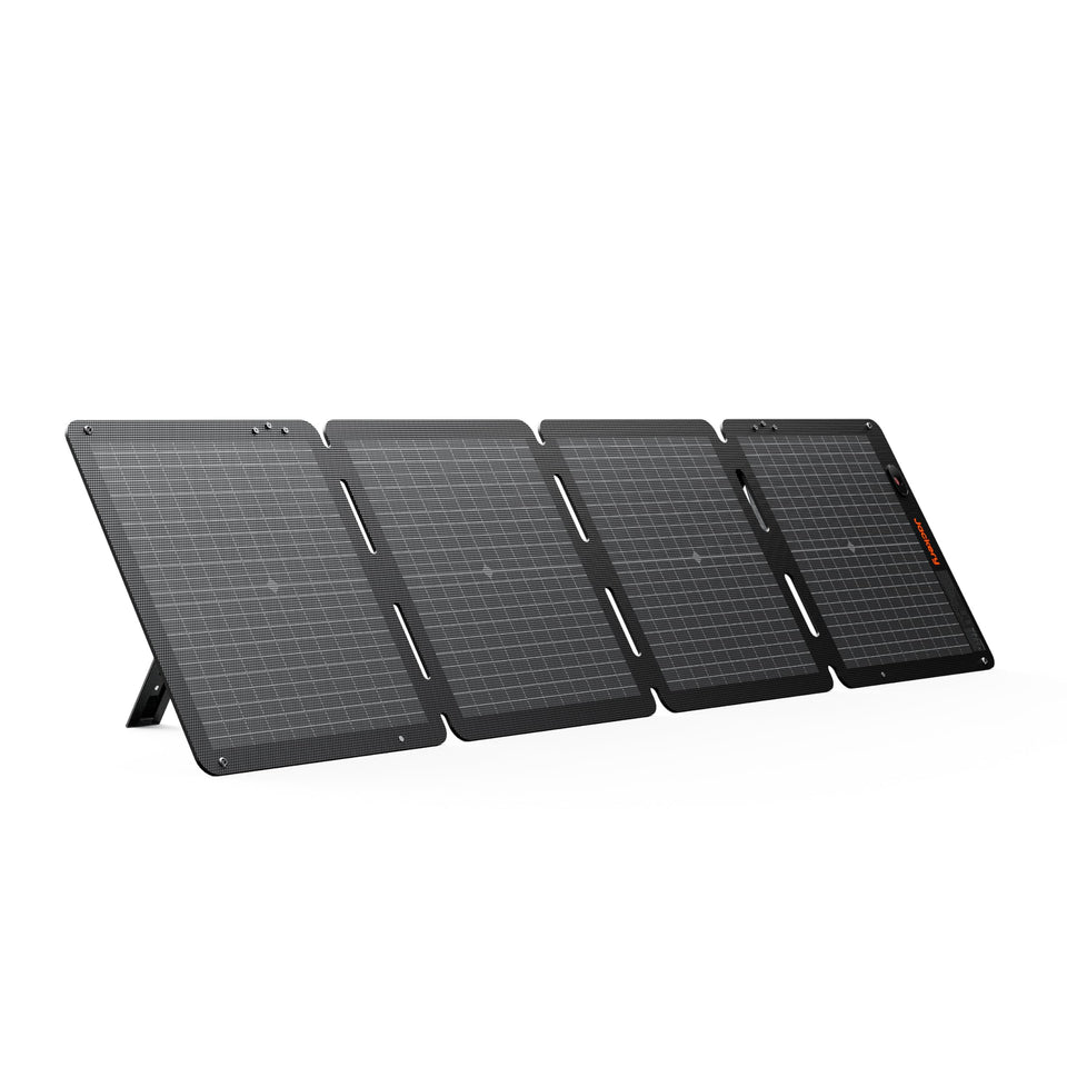 Jackery SolarSaga 100W Air folded compact design for easy camping transport.