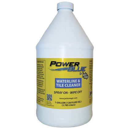 Jack's Magic Power Blue bottle spray for water lines and tiles cleans stubborn grime.