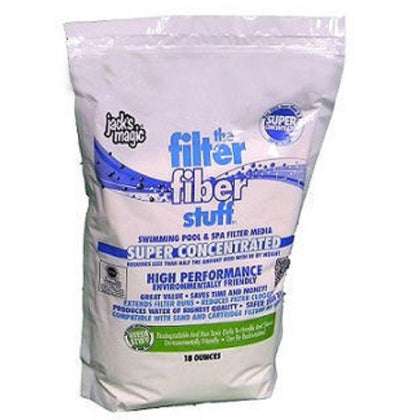 Jack's Magic The Filter Fiber Stuff enhances filtration and reduces clogging in DE and cartridge pool filters