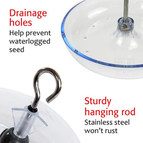 Jacobi Jayne Pearl Feeder dome cover protects food from rain.